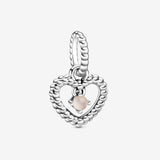 Pandora Misty Rose Beaded Heart Dangle Charm 798854C06