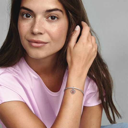 January Dark Red Beaded Heart Dangle Charm