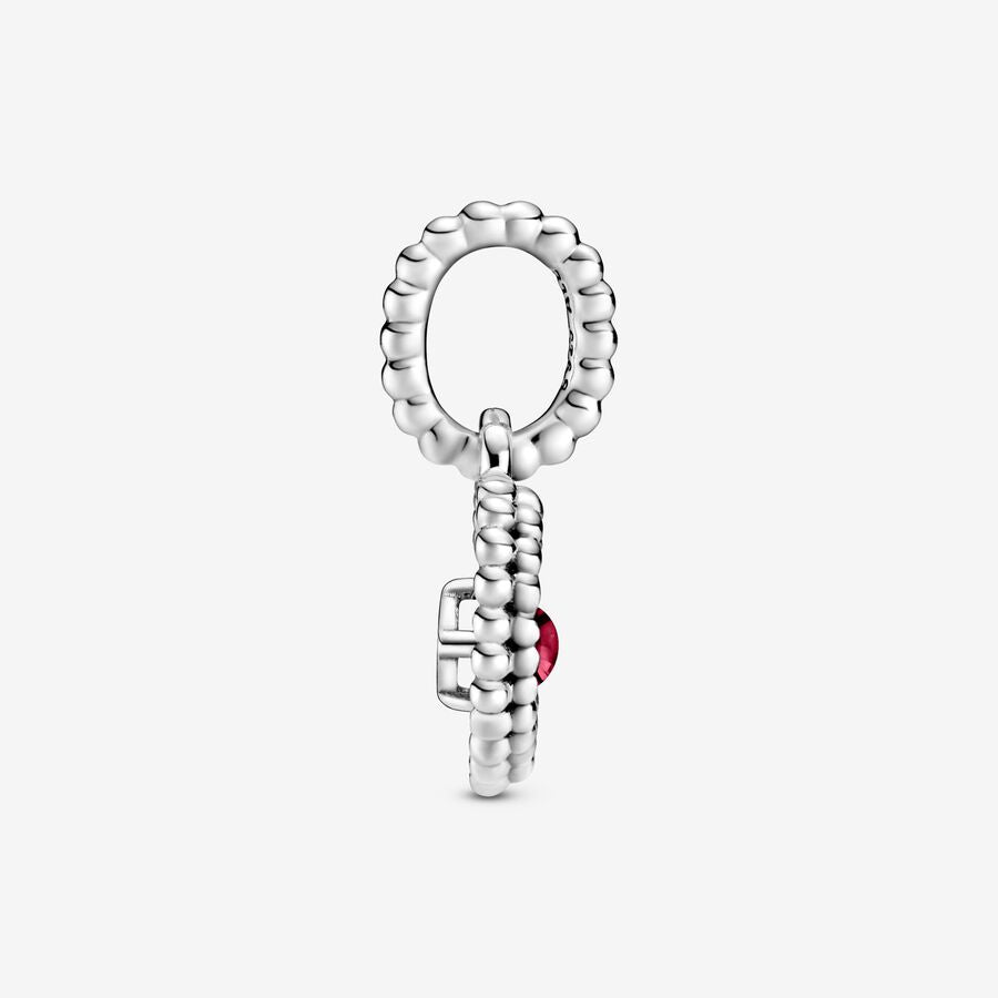 January Dark Red Beaded Heart Dangle Charm