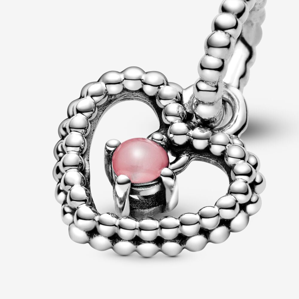 Pandora Petal Pink Beaded Heart Dangle Charm 798854C09