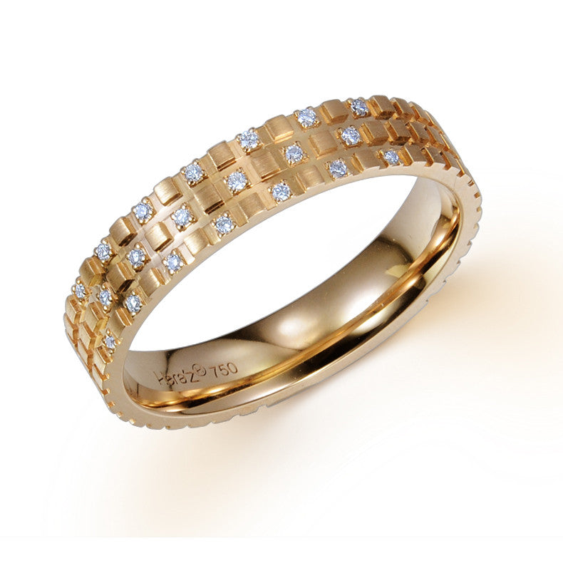 FLORENTINE CROSSHATCH TEXTURE WEDDING BAND IN 18K ROSE GOLD