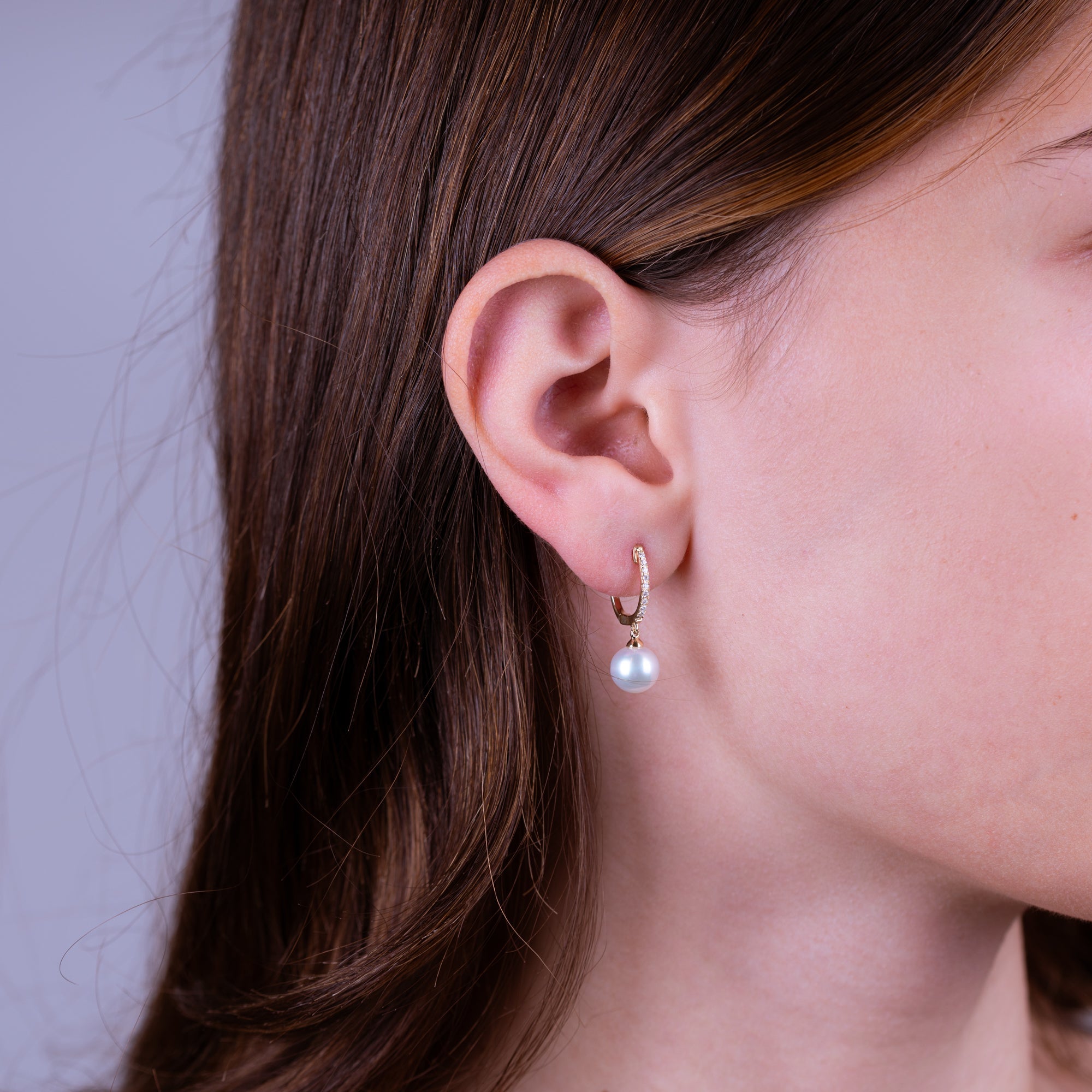 Cultured Freshwater Pearl & Diamond Dangle Earrings