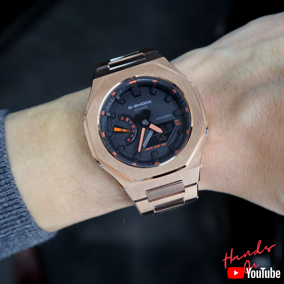 CasiOak GA2100 Metal Rose Gold Stainless Steel case Casio G-Shock GA-2100/2110