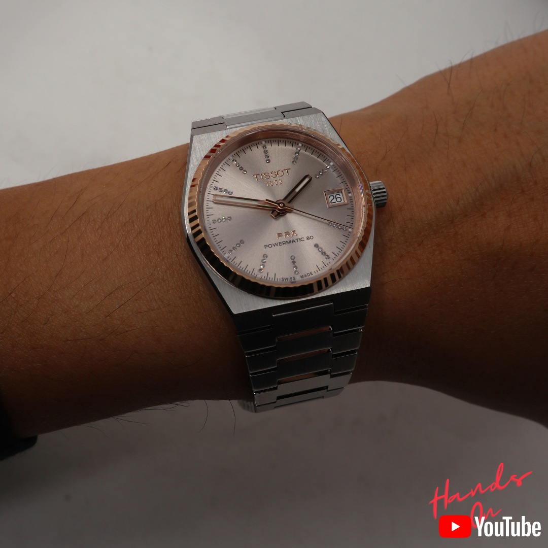 TISSOT PRX 35mm POWERMATIC 80 STEEL & 18K GOLD BEZEL T9312074133600