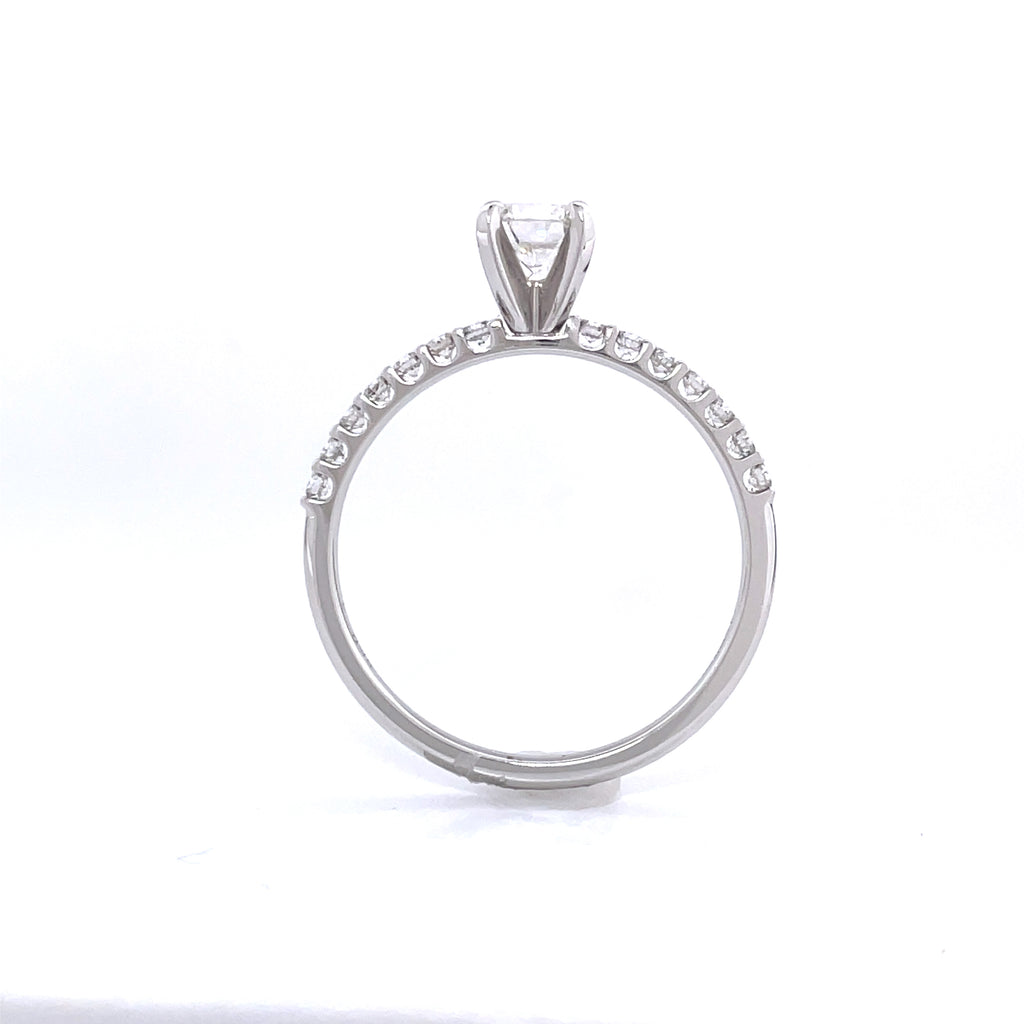 0.41ct Four-Prong Petite Micropavé Diamond Engagement Ring in 18k White Gold