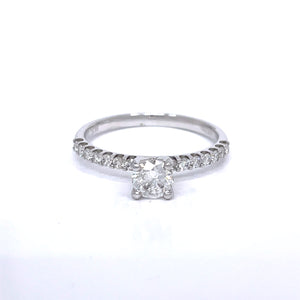 0.41ct Four-Prong Petite Micropavé Diamond Engagement Ring in 18k White Gold