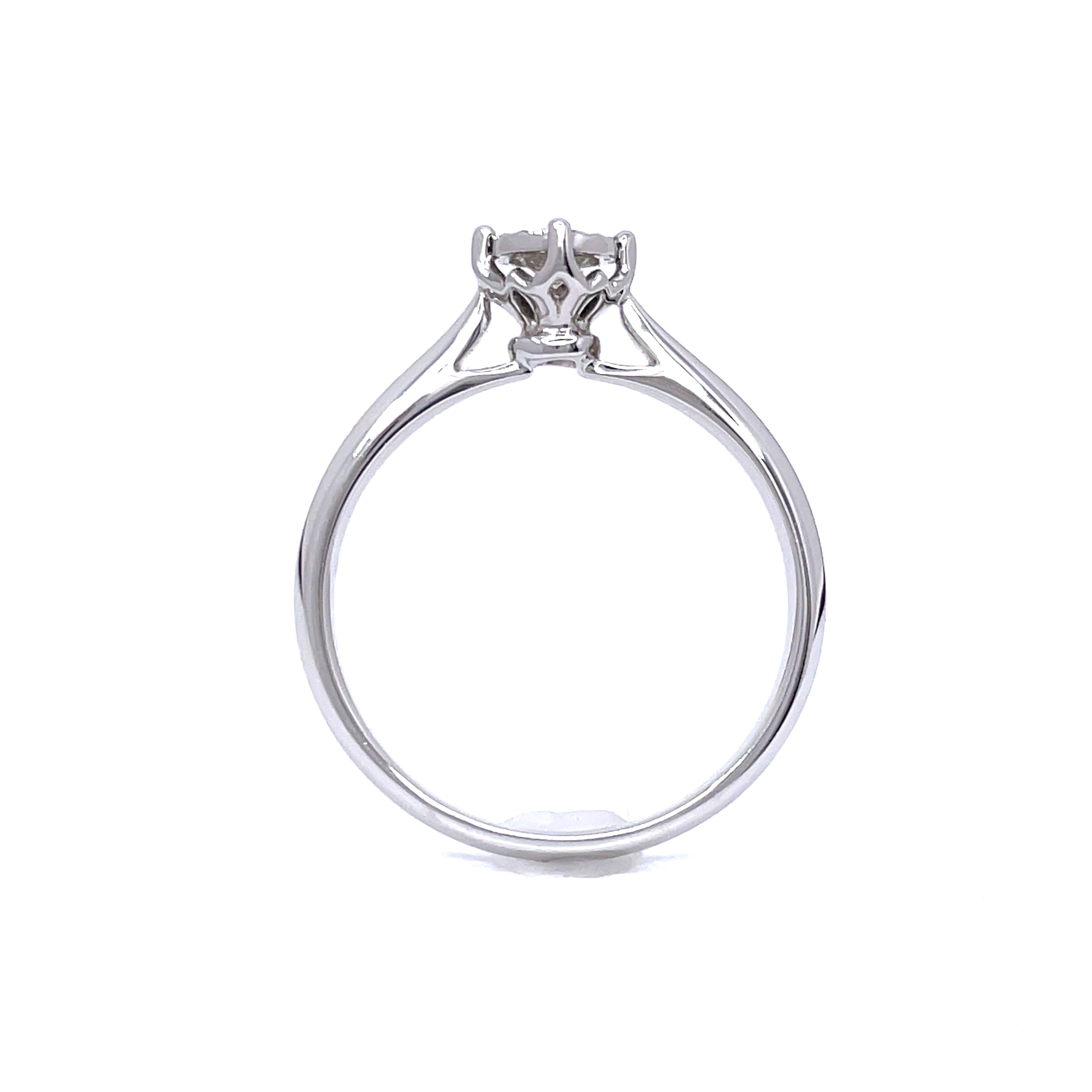 0.19ct Petite Diamond with Diamond Cut Gold Halo Engagement Ring in 18k
