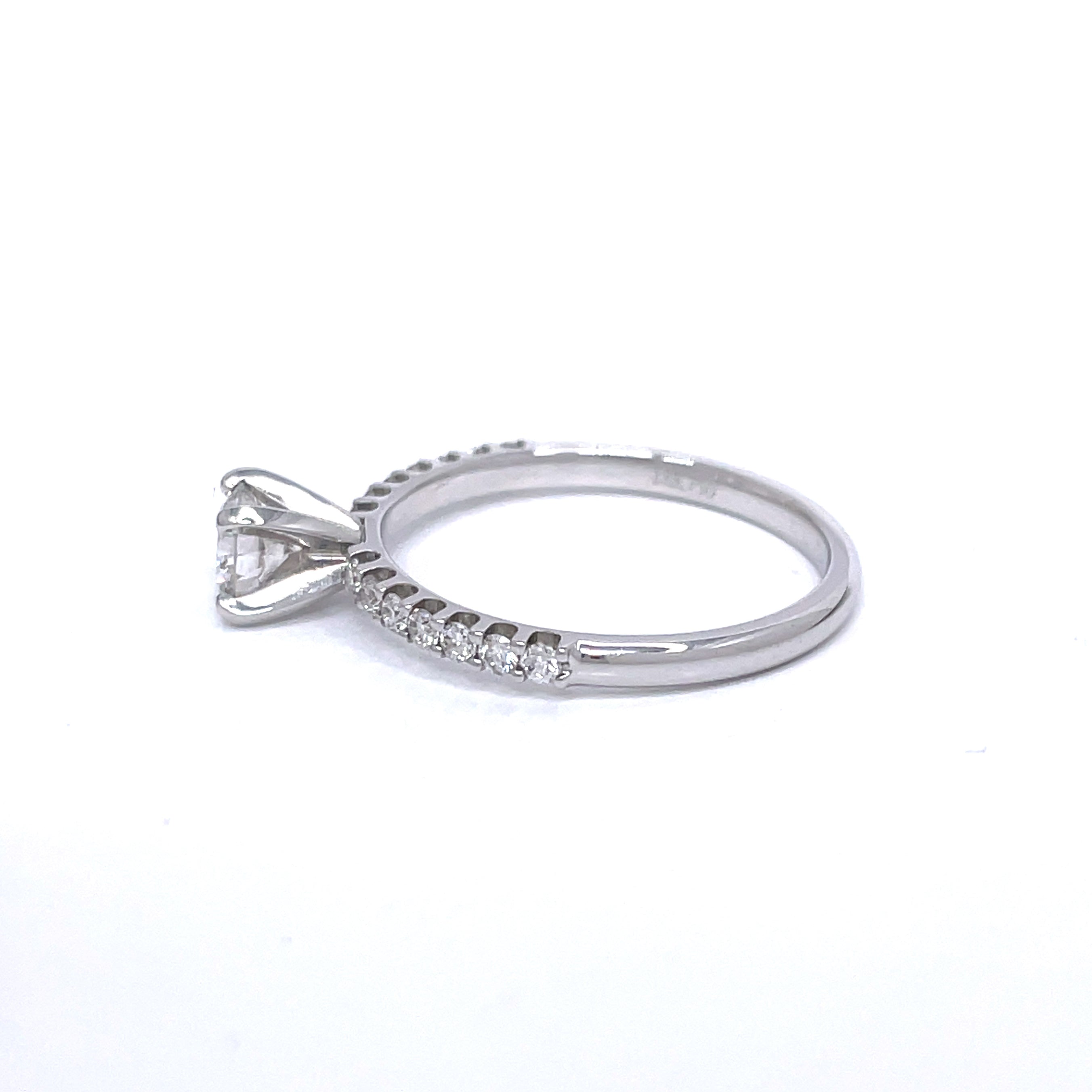 0.41ct Four-Prong Petite Micropavé Diamond Engagement Ring in 18k White Gold