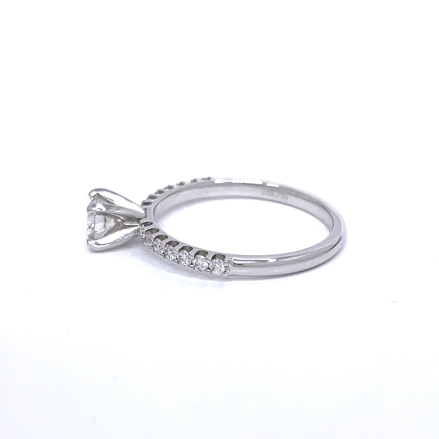 0.41ct Four-Prong Petite Micropavé Diamond Engagement Ring in 18k White Gold