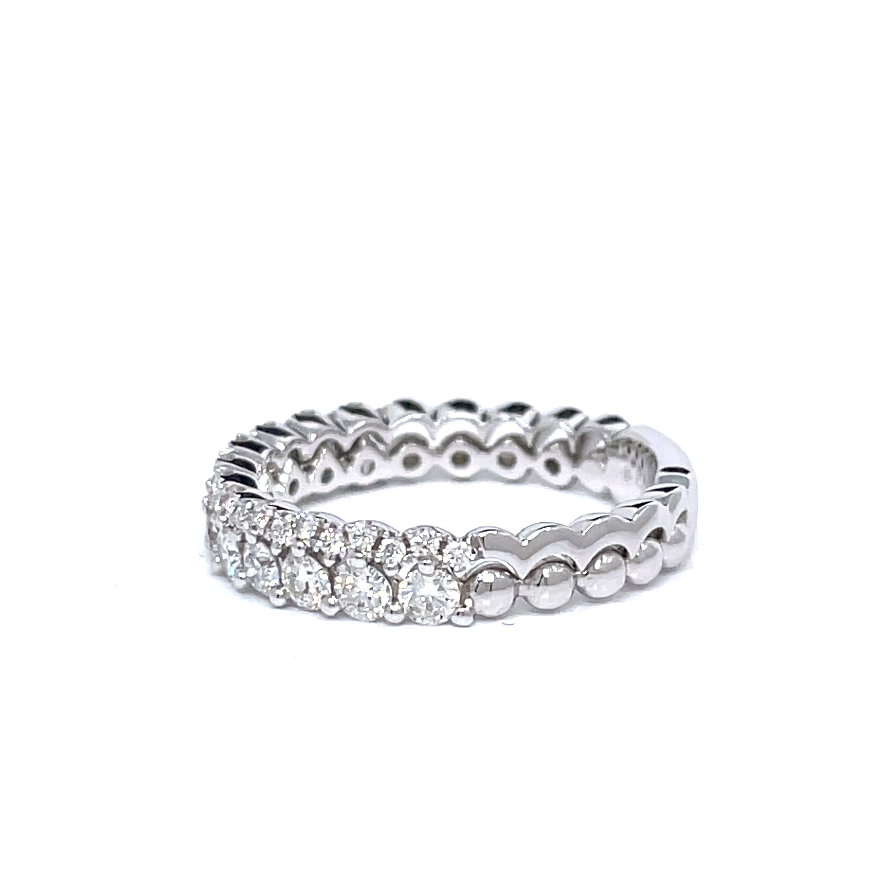 Double Row Semi-Eternity Diamond Ring in 18k White Gold