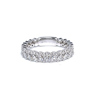 Double Row Semi-Eternity Diamond Ring in 18k White Gold