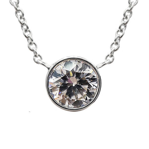 1.15ct Lab Grown Diamond Solitaire Bezel-set Necklace in 14K White Gold