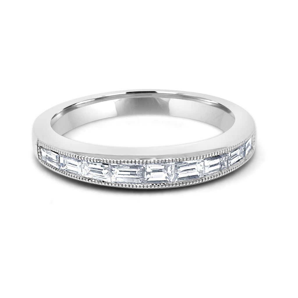 3.1MM CHANNEL SET BAGUETTE DIAMOND RING IN 18K WHITE GOLD - 0.54CTS