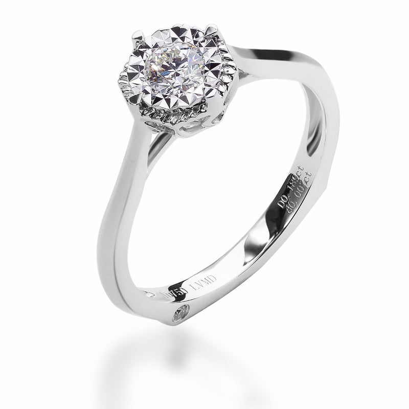 LMD HERITAGE BRIDGE DIAMOND RING IN 18K WHITE GOLD