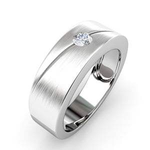 BEZEL SET SINGLE DIAMOND RING IN 18K WHITE GOLD (7mm)