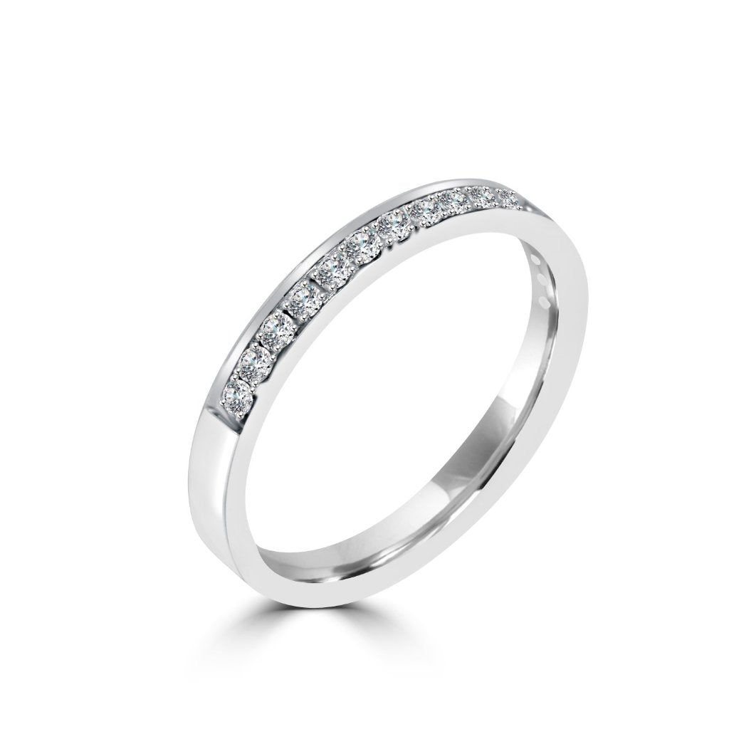 2.4MM CHANNEL PAVÉ-SET DIAMOND RING IN 18K WHITE GOLD - 0.25CTS