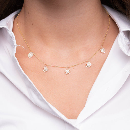 Sun Shaped Diamond By the Yard Necklace