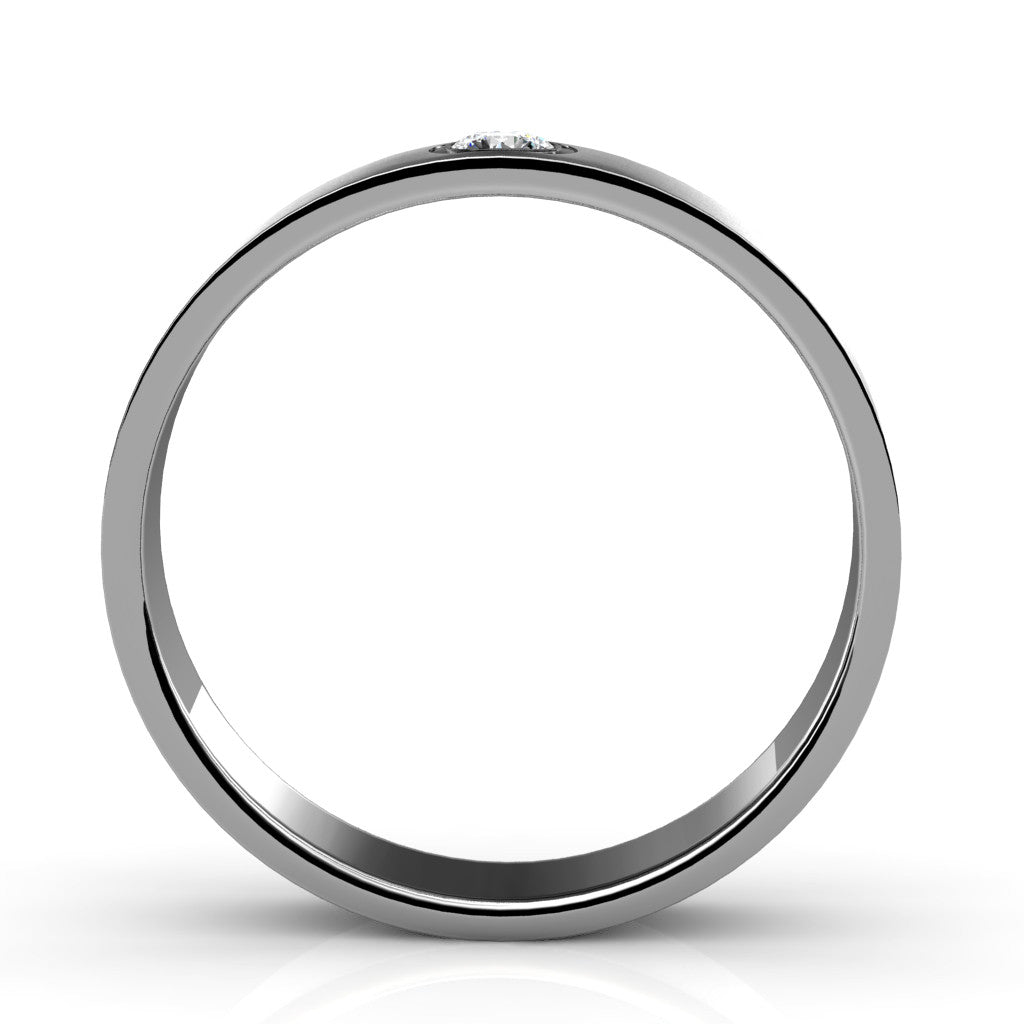 BEZEL SET SINGLE DIAMOND RING IN 18K WHITE GOLD