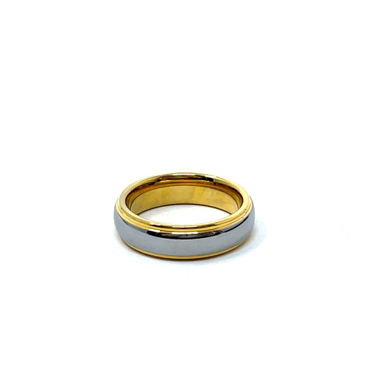 Tungsten Wedding Ring Band in White and Yellow (6mm)