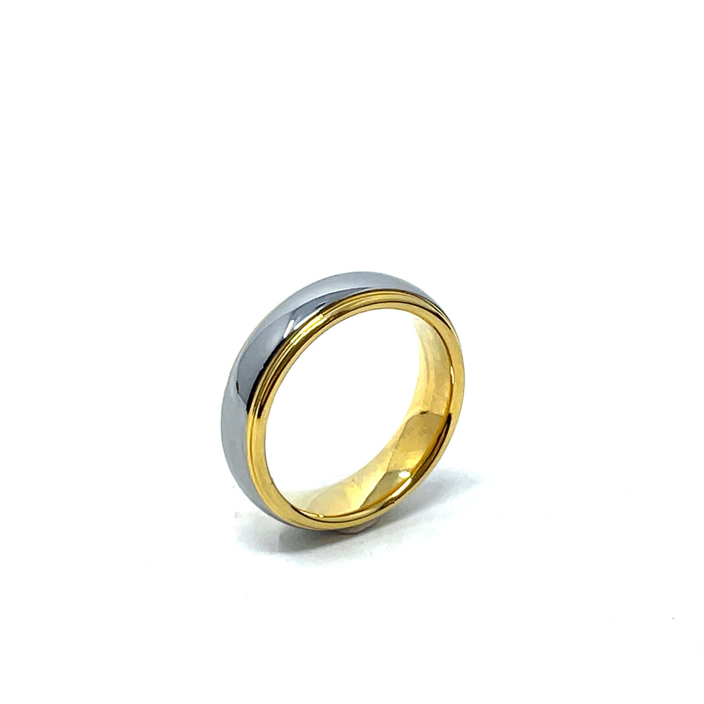 Tungsten Wedding Ring Band in White and Yellow (6mm)