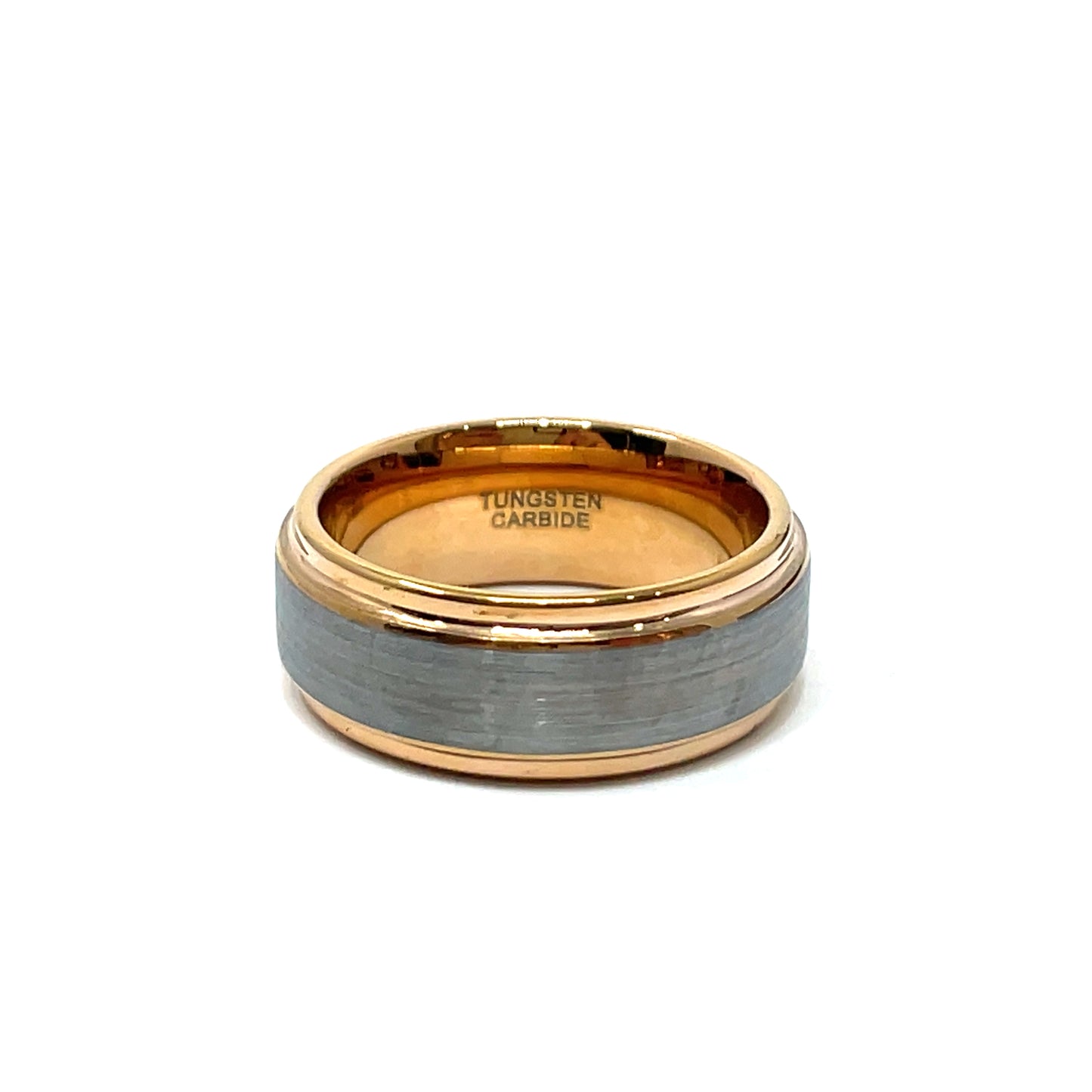 Tungsten Wedding Ring Band in White and Rose Gold (8mm)