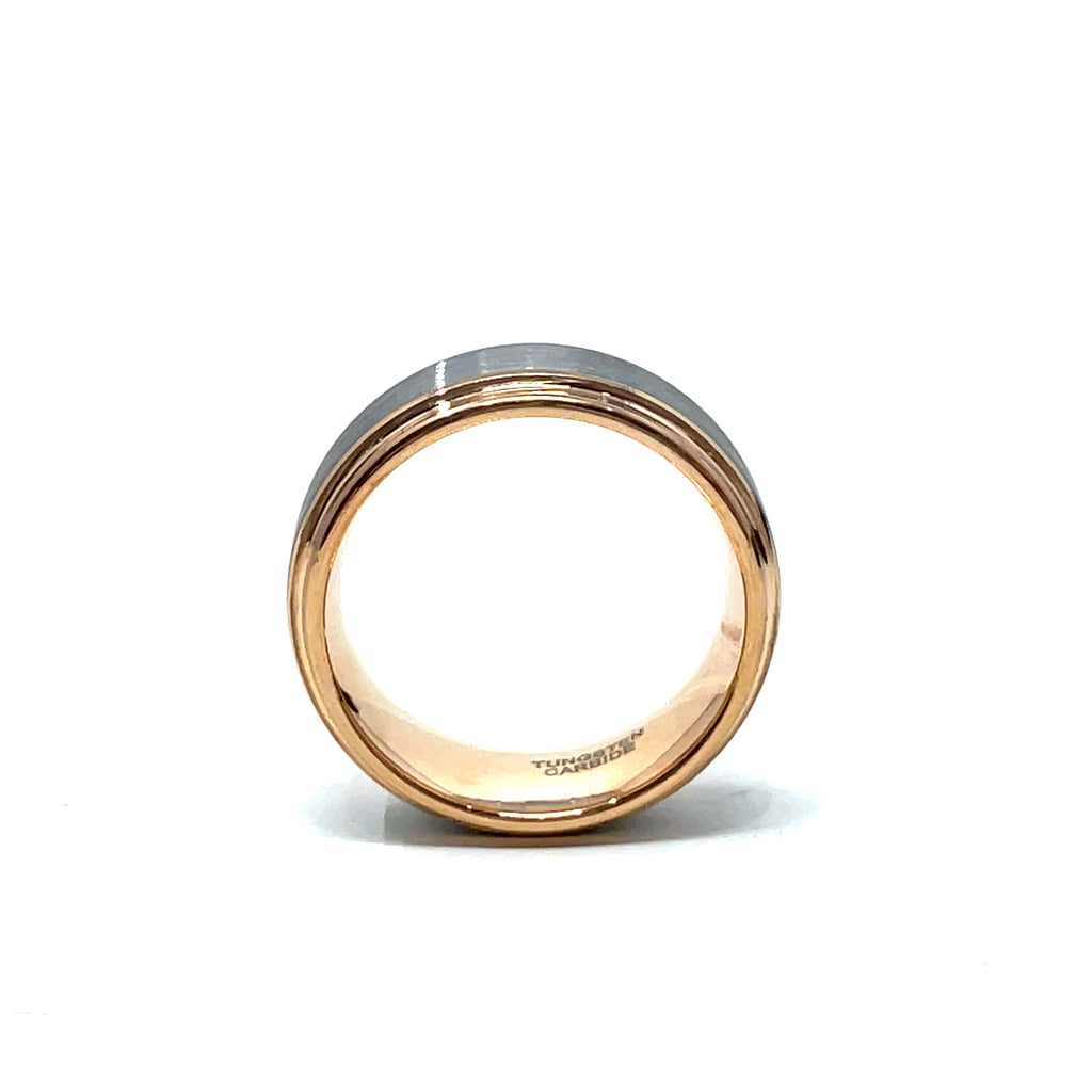 Tungsten Wedding Ring Band in White and Rose Gold (8mm)