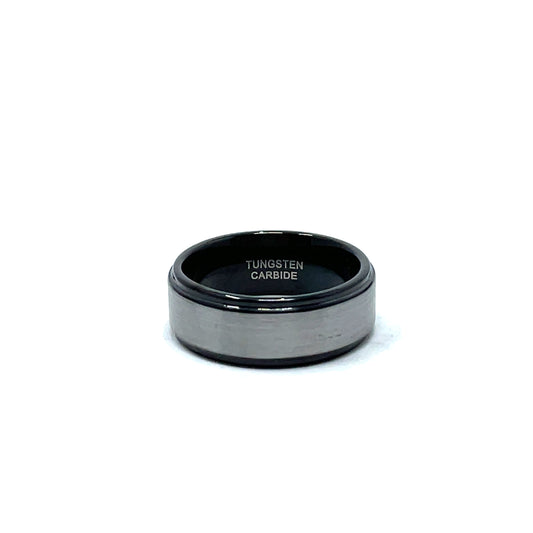 Tungsten Wedding Ring Band in White and Black (8mm)