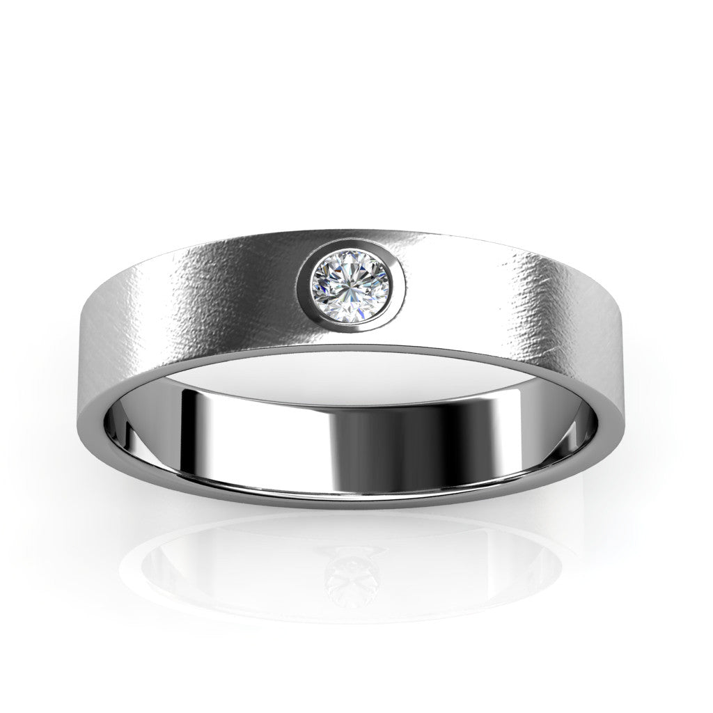 BEZEL SET SINGLE DIAMOND RING IN 18K WHITE GOLD