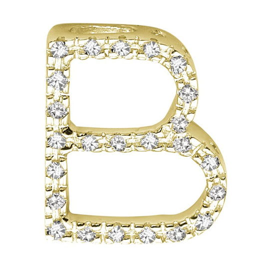 DIAMOND BLOCK "B" INITIAL IN 14KT