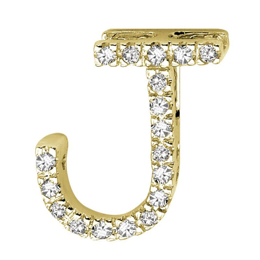 DIAMOND BLOCK "J" INITIAL IN 14KT