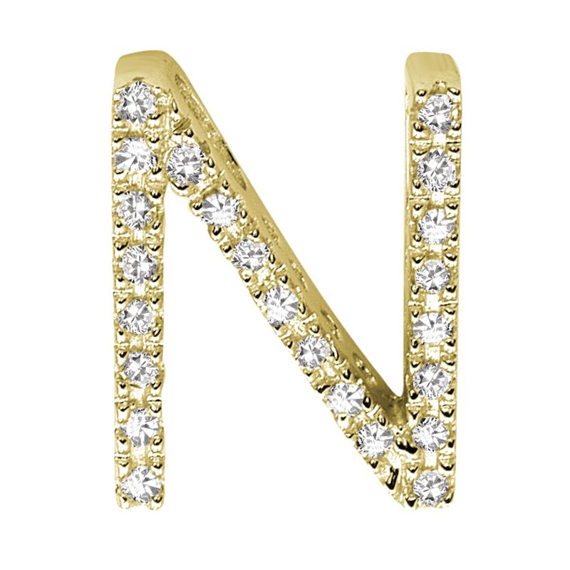 DIAMOND BLOCK "N" INITIAL IN 14KT