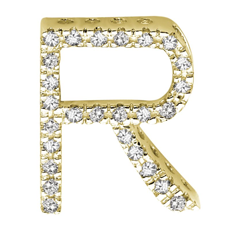 DIAMOND BLOCK "R" INITIAL IN 14KT
