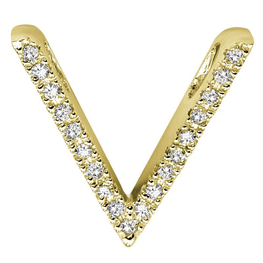 DIAMOND BLOCK "V" INITIAL IN 14KT