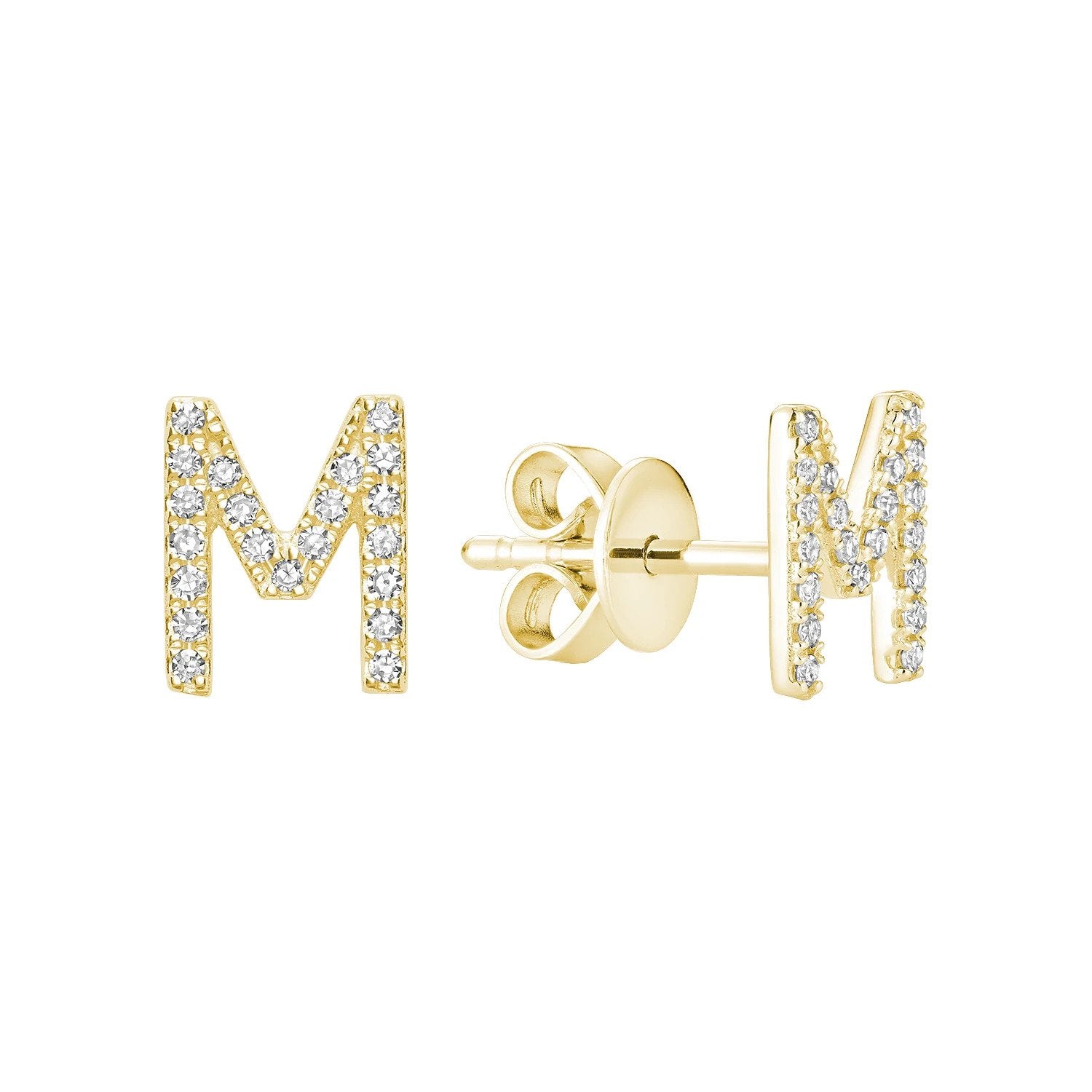 Diamond Initial Stud Earrings (Single)