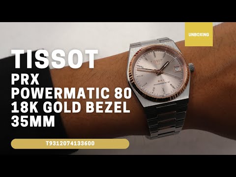 TISSOT PRX 35mm POWERMATIC 80 STEEL & 18K GOLD BEZEL T9312074133600