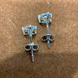 Trillion Cut Aquamarine Gemstone Earring Studs in 10k White Gold