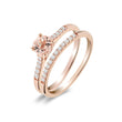 Solitaire Morganite and Diamond Ring with Matching Band