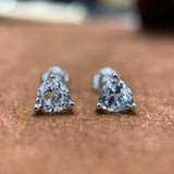 Trillion Cut White Topaz Gemstone Earring Studs in 10k White Gold