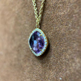 Cushion-Shape 2.2ct Amethyst Diamond Pendant in 18k Rose Gold